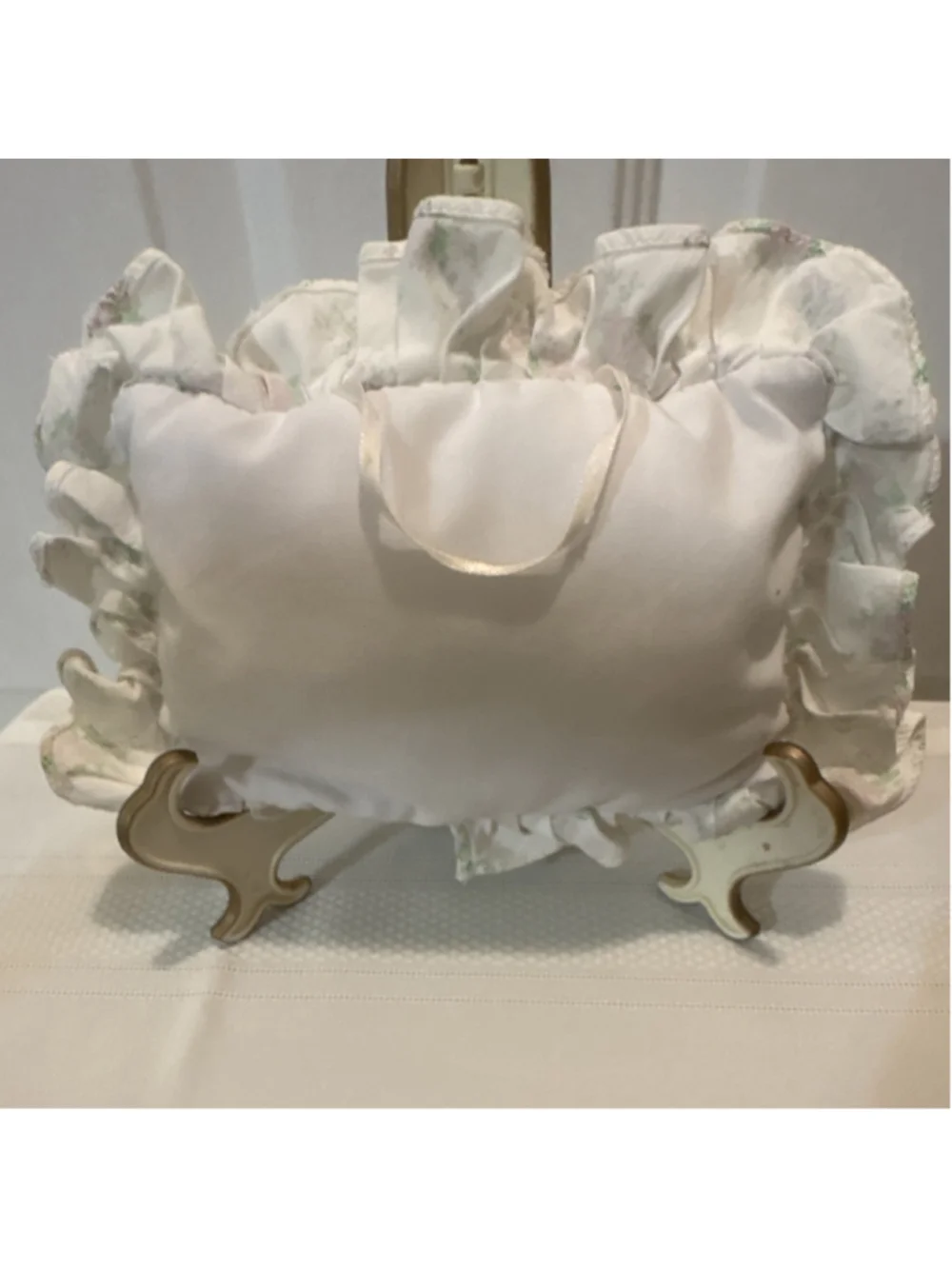 Handmade Boudoir Floral Ruffled Embroidered Decorative Bed Pillow Mother's Day
